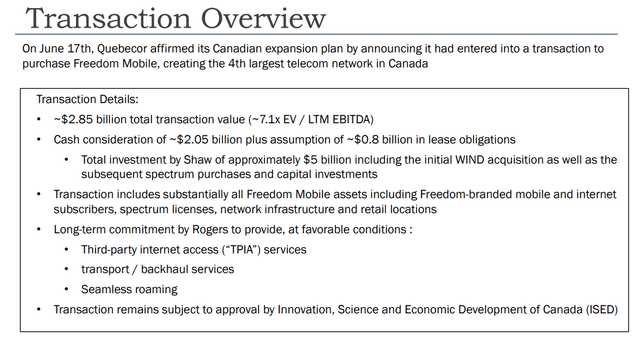 Details of Quebecor's purchase of Freedom